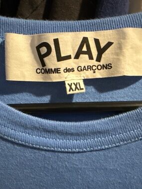 Comme des Garçons PLAY Light Blue Crew Neck T-Shirt size xxl